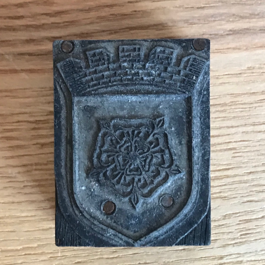 14 x Vintage Letterpress shields and crests advertising blocks