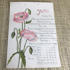 Hand painted 1898 calendar