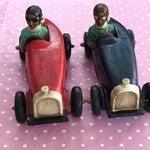 Pair of hand-painted 1920's style racing car toys
