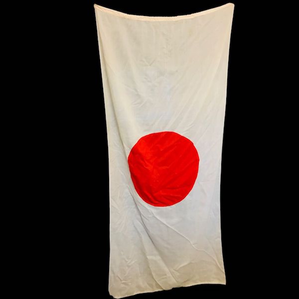 Large vintage linen Japanese Flag