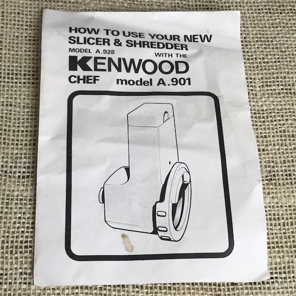 Image of Kenwood A928 Slow Speed Shredder and Slicer instructions