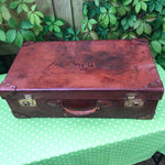Large pre-war leather suitcase