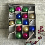14 small coloured mercury glass vintage Christmas baubles