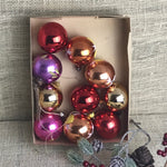 10 large pink and gold vintage Christmas baubles