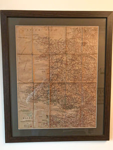 1920's Geographia Ltd map of Wales, sympathetically framed