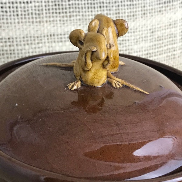 Image of Mouse rubbing its eyes on Cleverly bowl