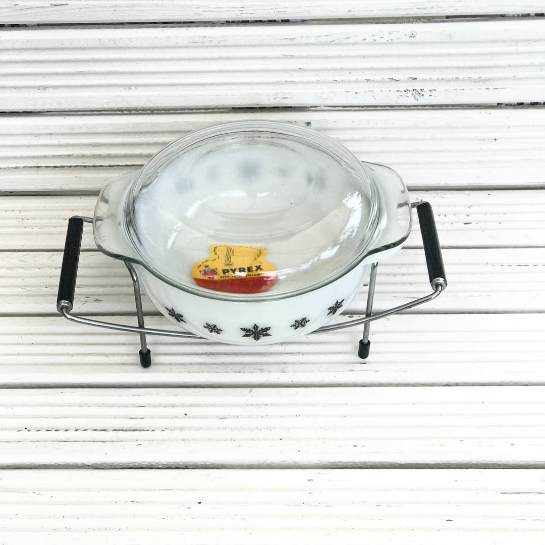 Pyrex Opal Gaiety Casserole Dish with Stand No. 2184 - never used