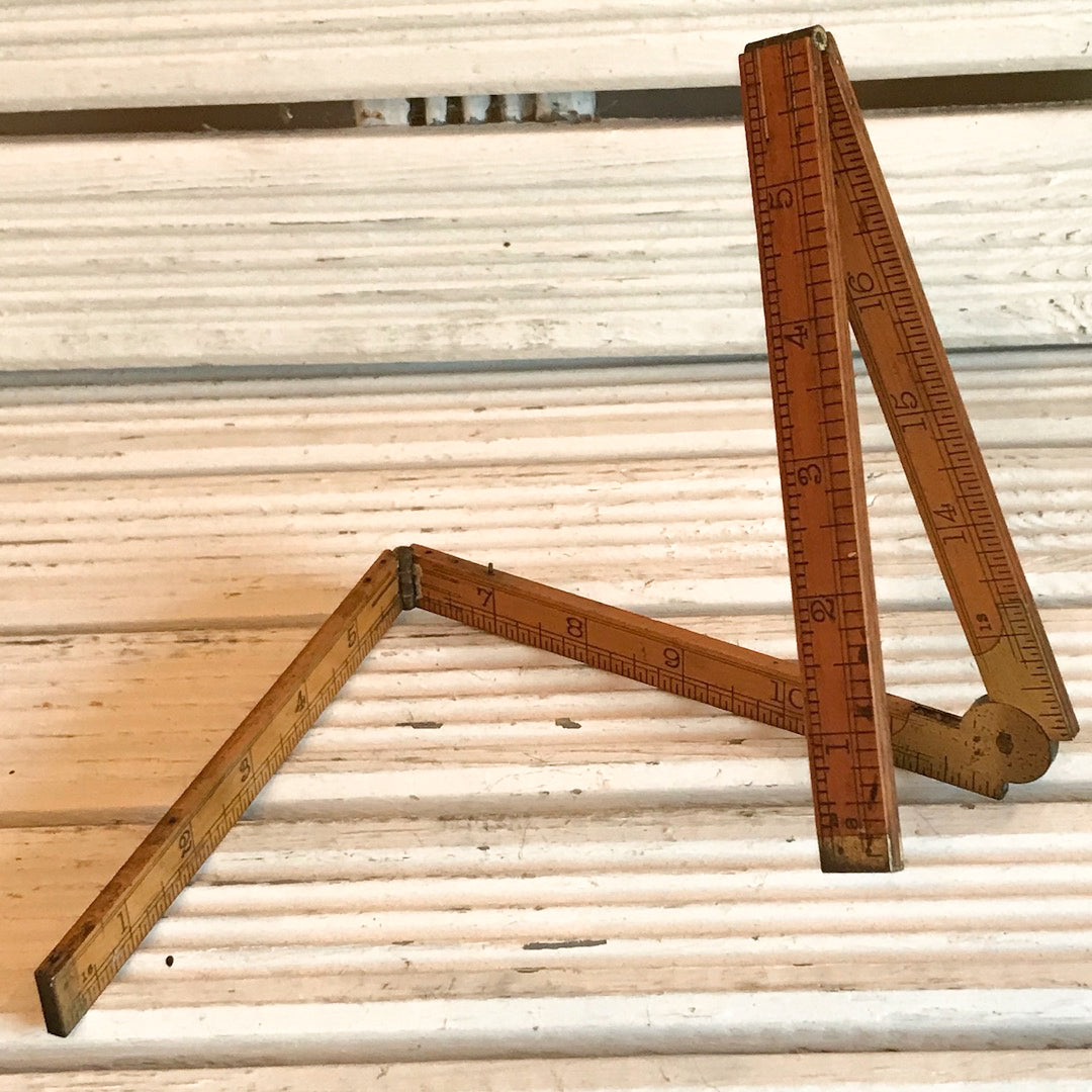 Vintage boxwood and brass Rabone no.1375 folding 24 inch ruler