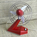 Image of Rear view of retro aero style red desk fan by Thermair