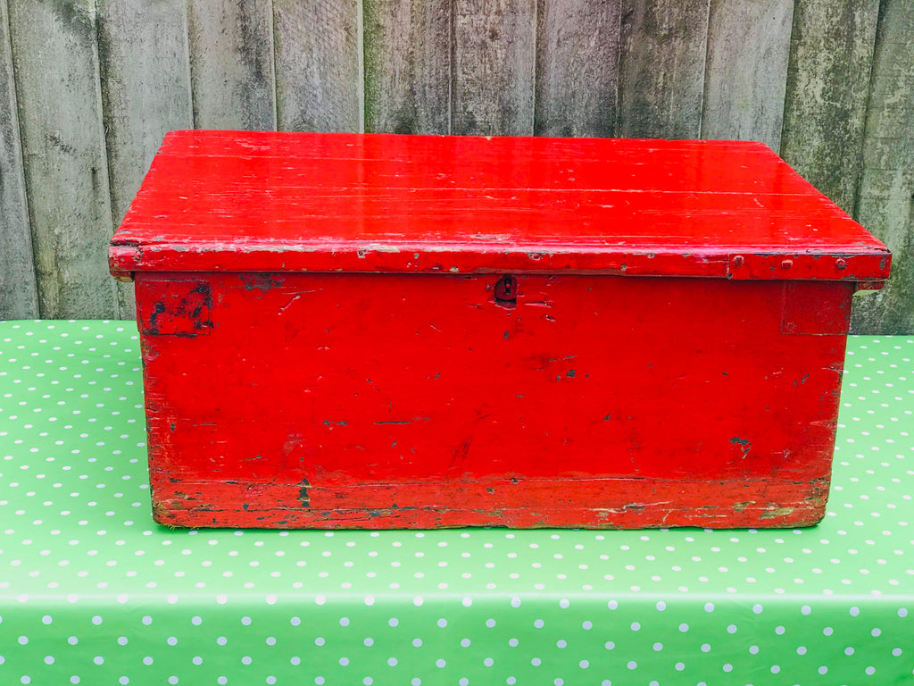 Large red wooden trunk