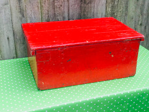 Large red wooden trunk