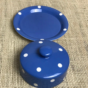 Image of TG Green Blue Domino Butter Dish and plate