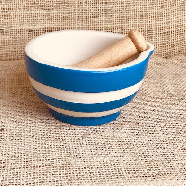 Image of TG Green blue cornishware pestle and mortar