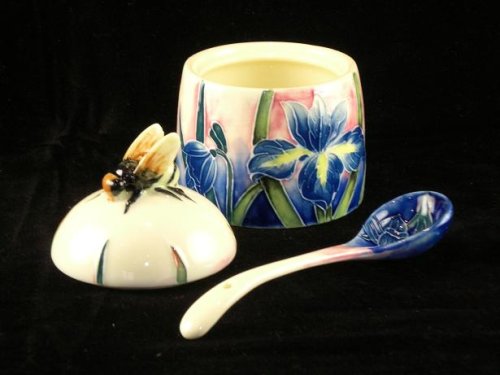 Old Tupton ware Iris design honey pot and spoon