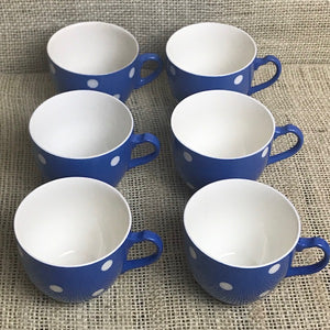 Image of six TG Green Blue Domino cups and saucers