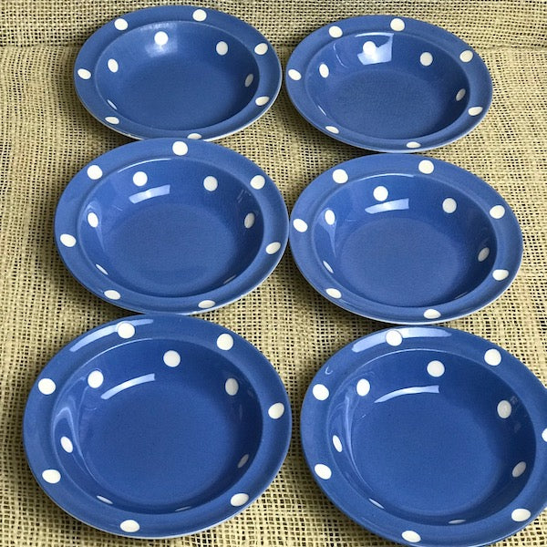 Image of six TG Green Blue Domino lipped bowls