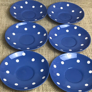 Image of six TG Green Blue Domino saucers