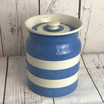 T.G. Green blue and white Cornishware storage jar with lid