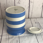 T.G. Green blue and white Cornishware storage jar with lid