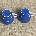 Image of two large TG Green Blue Domino cups rear view